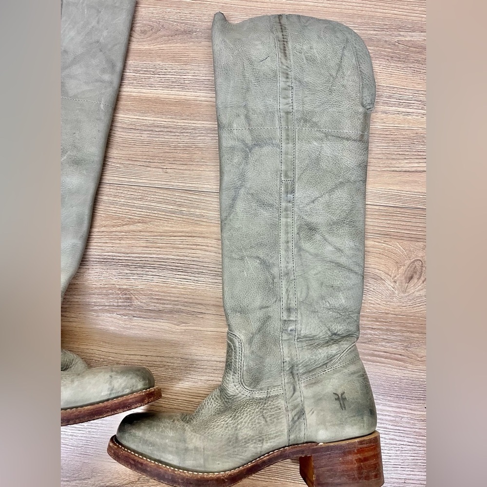 FRYE Over the Knee Tall Campus Boots RARE Blue Grey Size 9 - Picture 6 of 13
